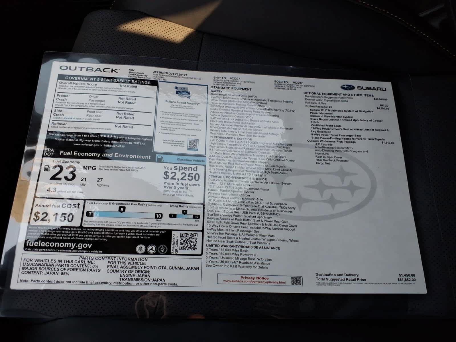 New 2026 Subaru Outback Wilderness w/ Wilderness Plus Package AWD/4WD image 40