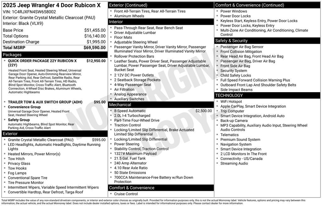 New 2025 Jeep Wrangler Unlimited Rubicon AWD/4WD image 31