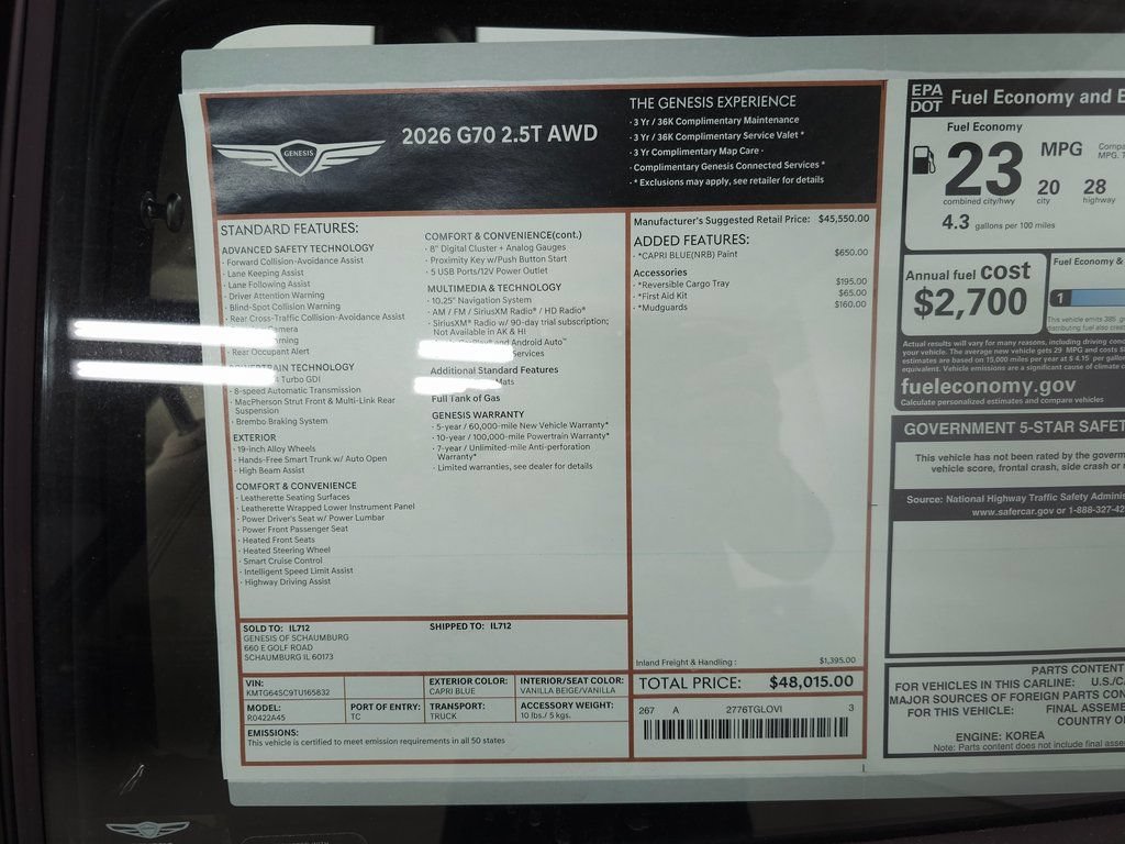 Used 2026 Genesis G70 2.5T AWD/4WD image 26