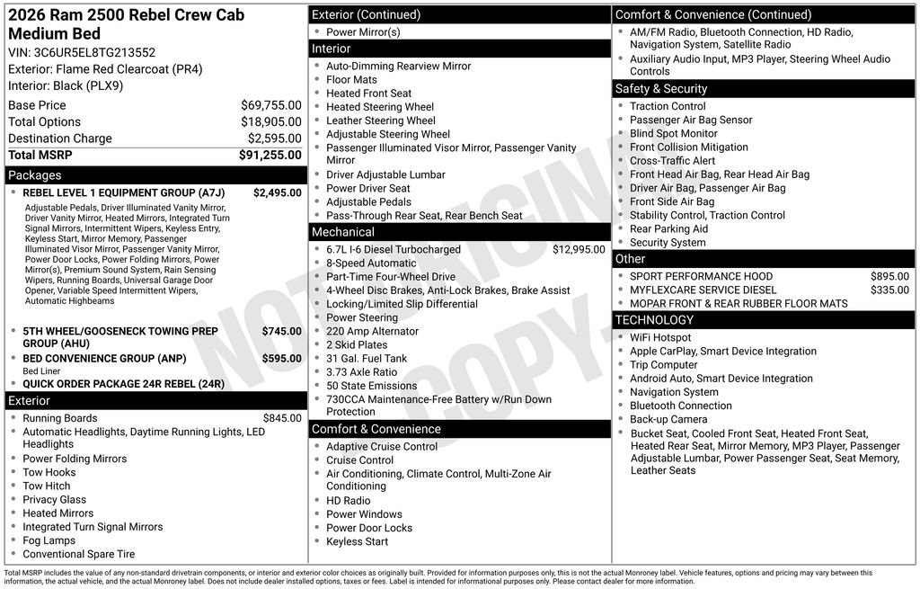 New 2026 RAM 2500 Rebel w/ Rebel Level 1 Equipment Group AWD/4WD image 7