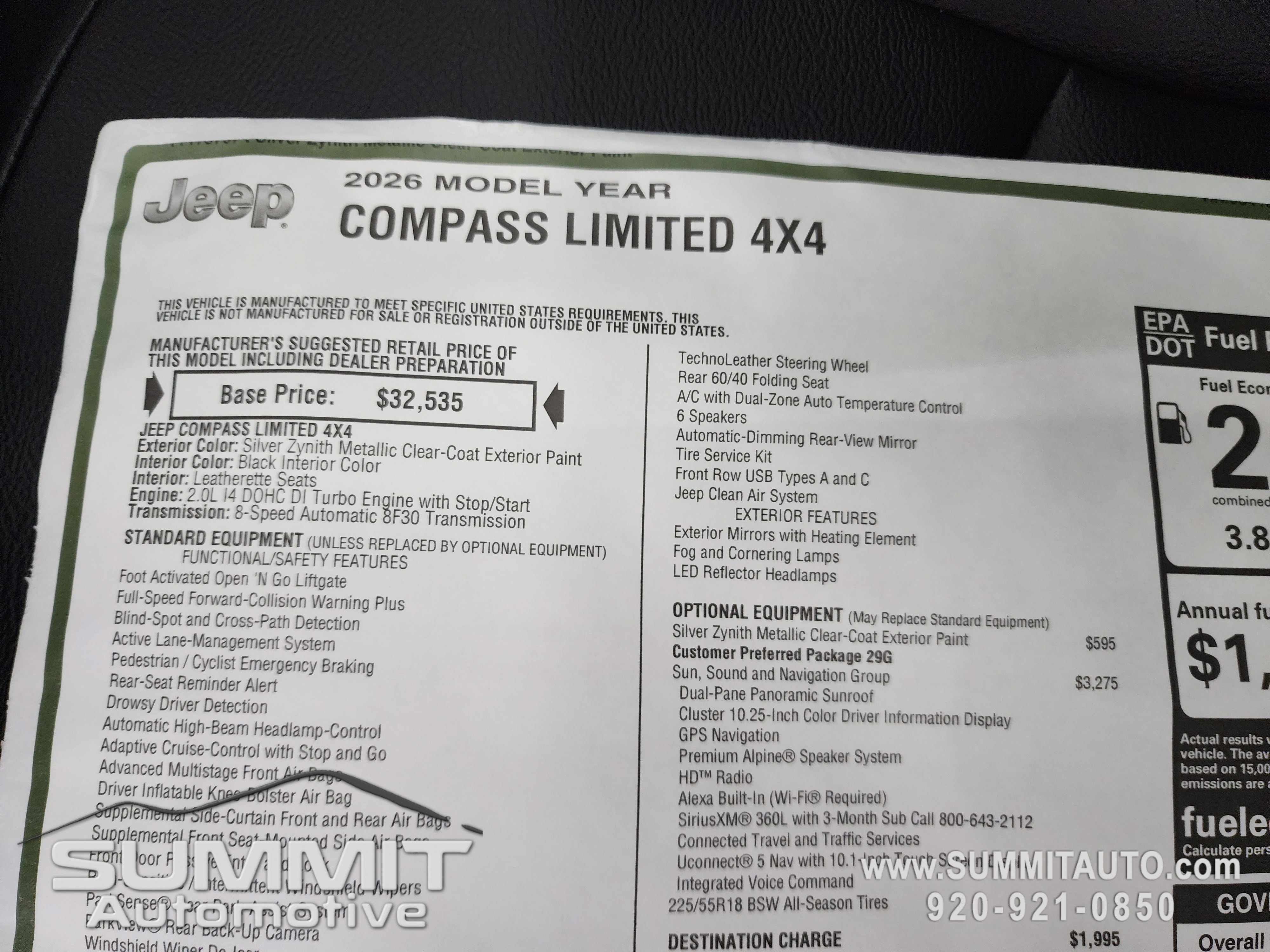 New 2026 Jeep Compass Limited w/ Sun, Sound & Navigation Group image 34