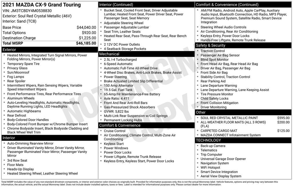 Used 2021 MAZDA CX-9 Grand Touring image 15