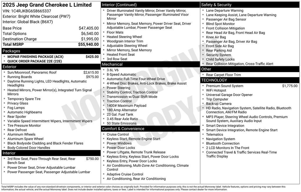 Used 2025 Jeep Grand Cherokee L Limited w/ MOPAR Finishing Package AWD/4WD image 7