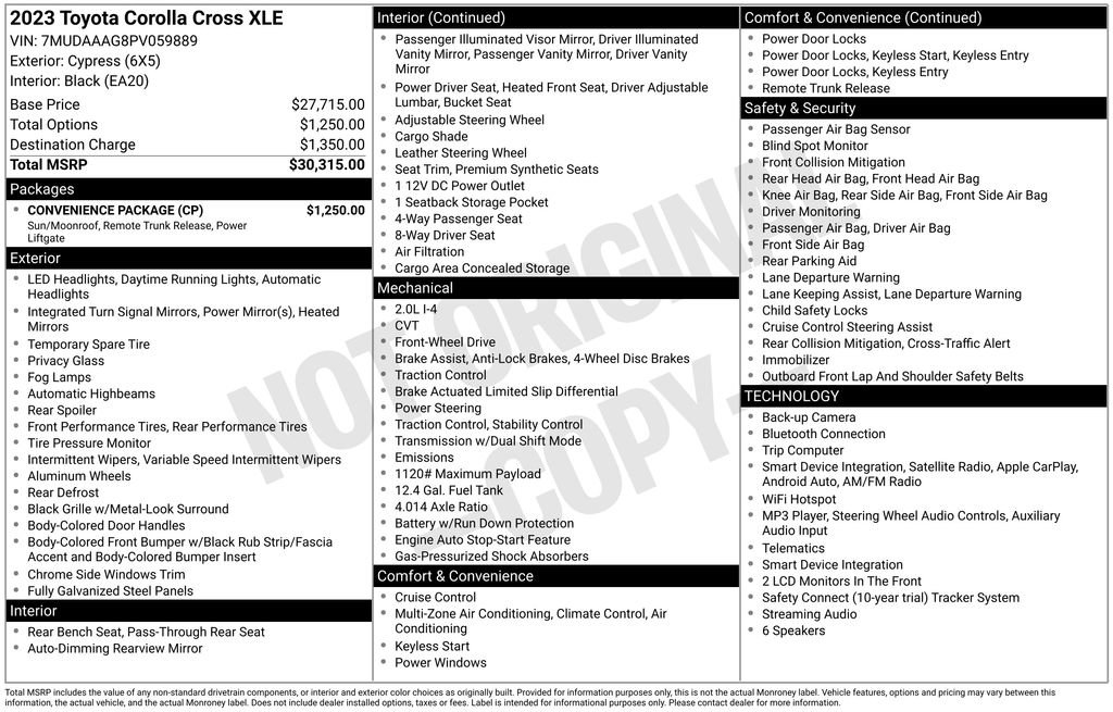 Used 2023 Toyota Corolla Cross XLE w/ Convenience Package FWD image 32