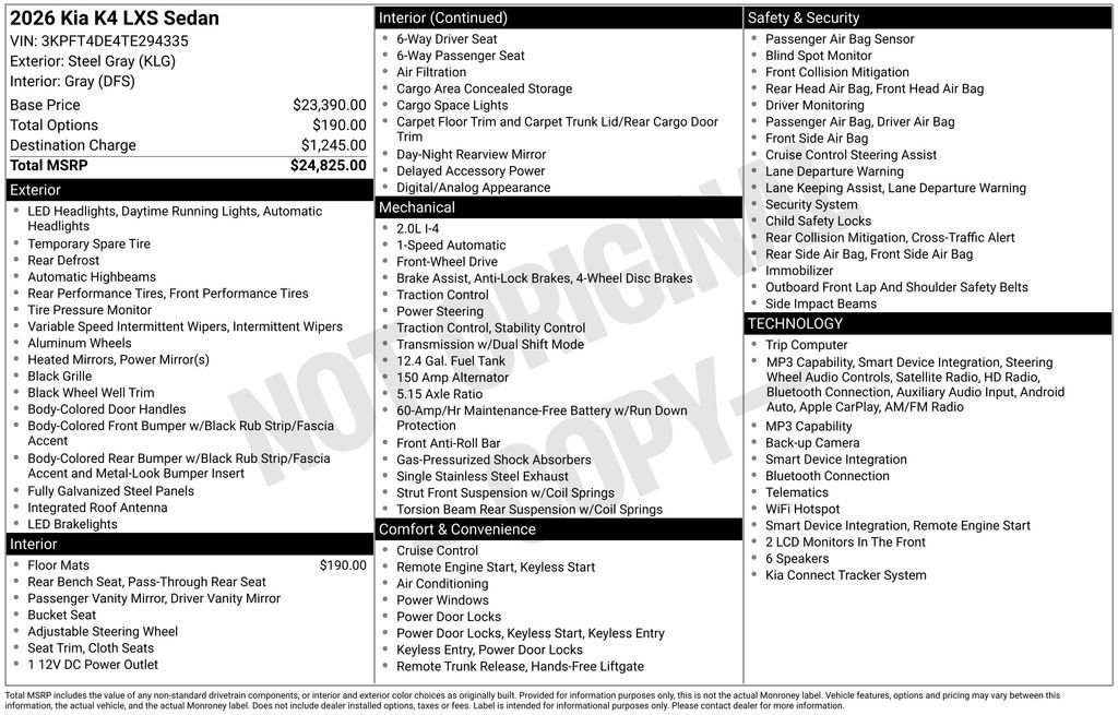New 2026 Kia K4 LXS image 2
