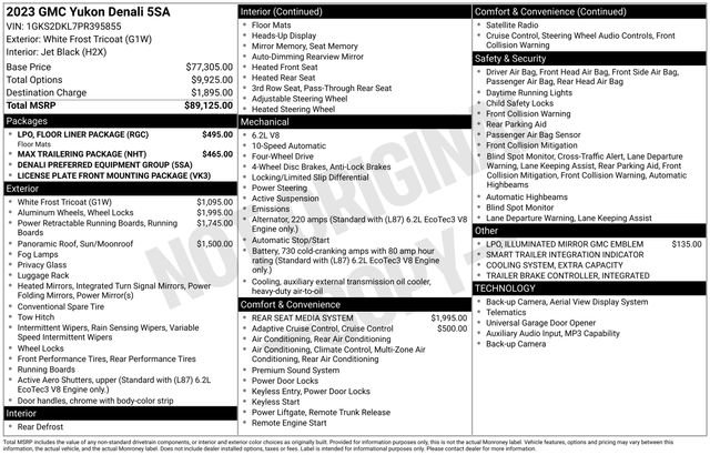 Used 2023 GMC Yukon Denali w/ LPO, Floor Liner Package AWD/4WD image 6