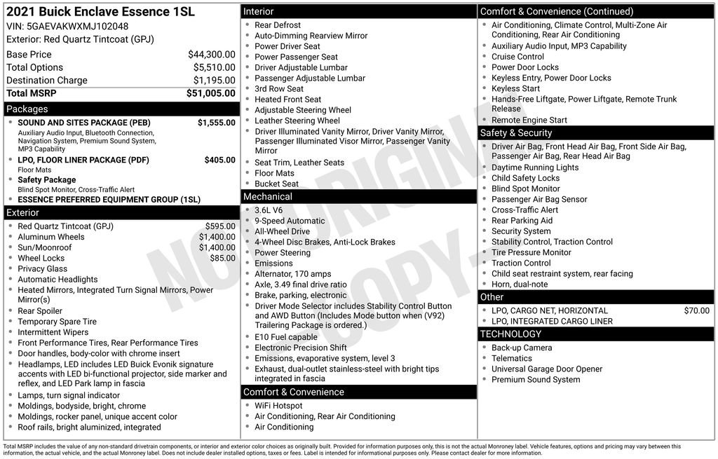 Used 2021 Buick Enclave Essence w/ Sound and Sites Package AWD/4WD image 33