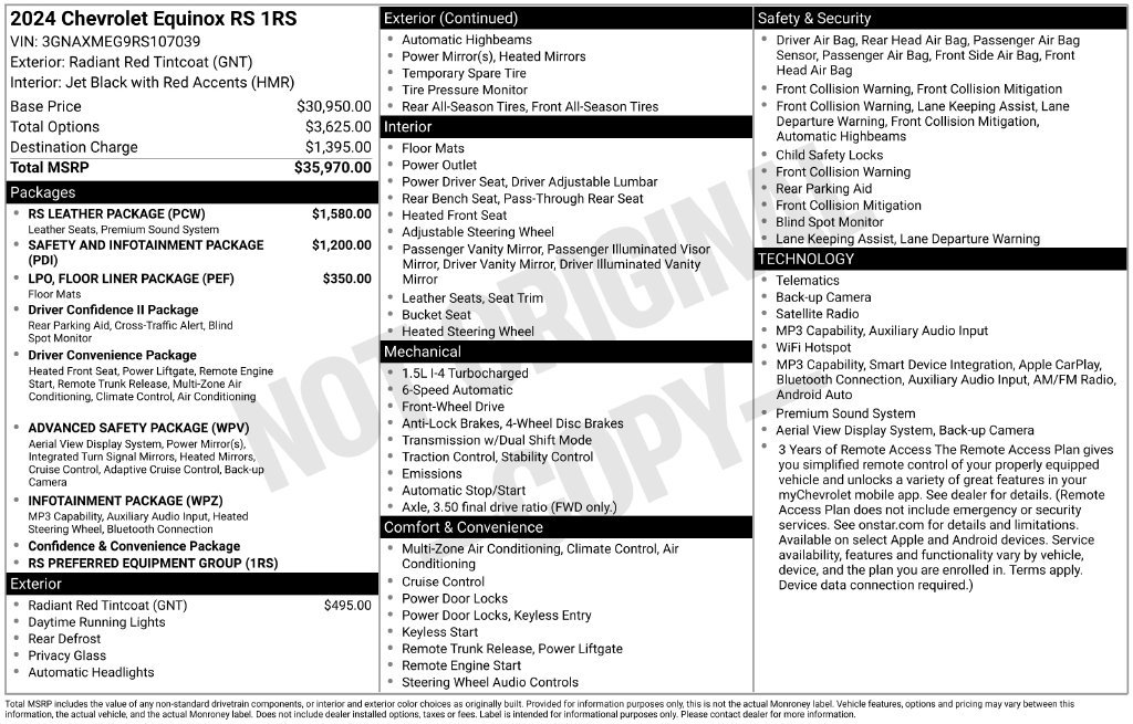 Used 2024 Chevrolet Equinox RS w/ RS Leather Package FWD image 4