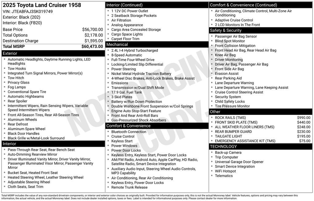 Used 2025 Toyota Land Cruiser 1958 AWD/4WD image 58
