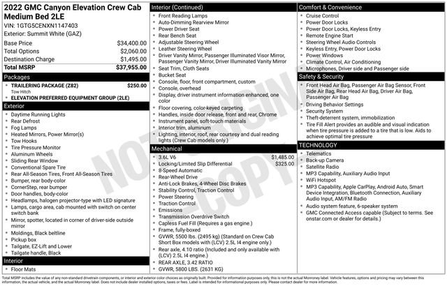 Used 2022 GMC Canyon Elevation w/ Trailering Package RWD image 3