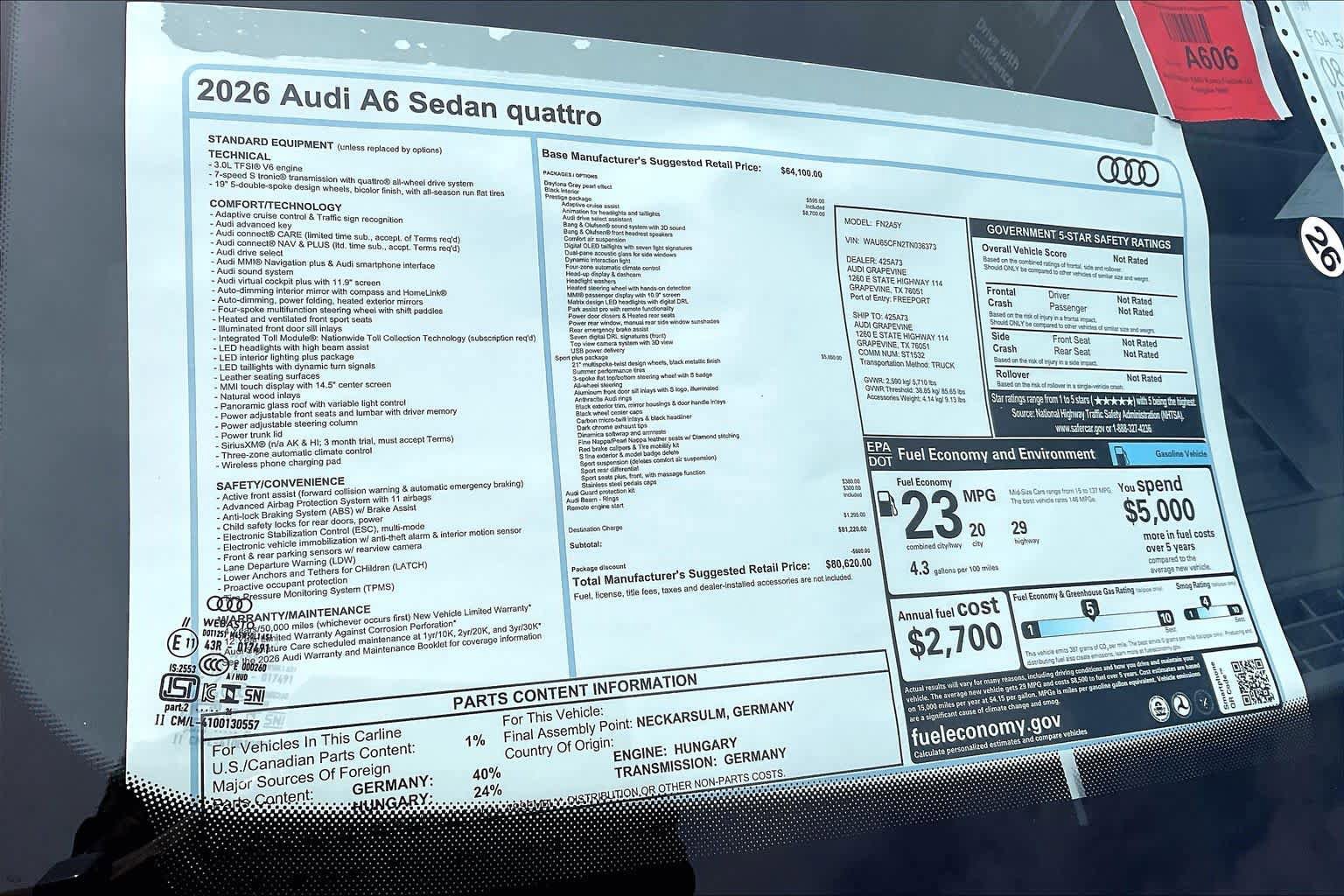 New 2026 Audi A6 Prestige AWD/4WD image 19