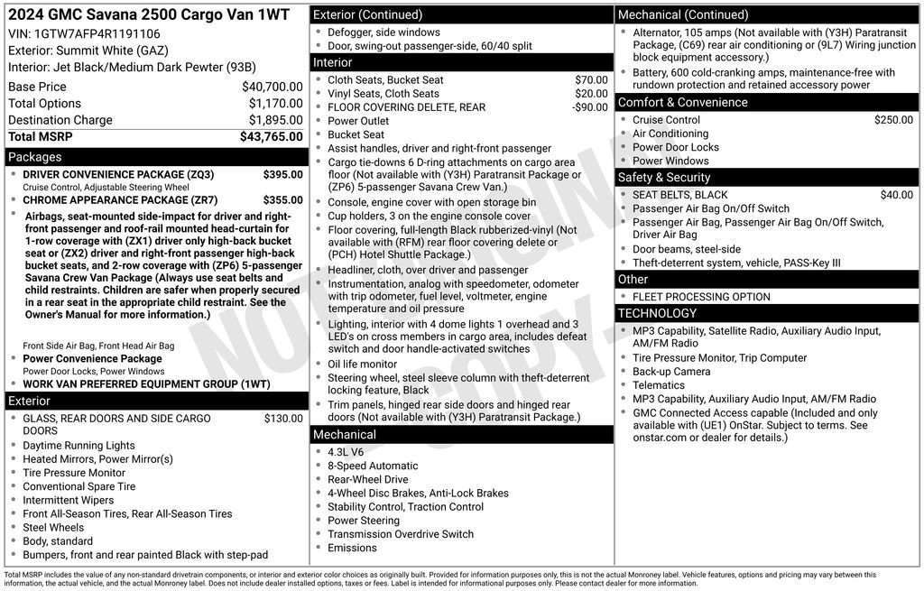 Used 2024 GMC Savana 2500 w/ Driver Convenience Package RWD image 26