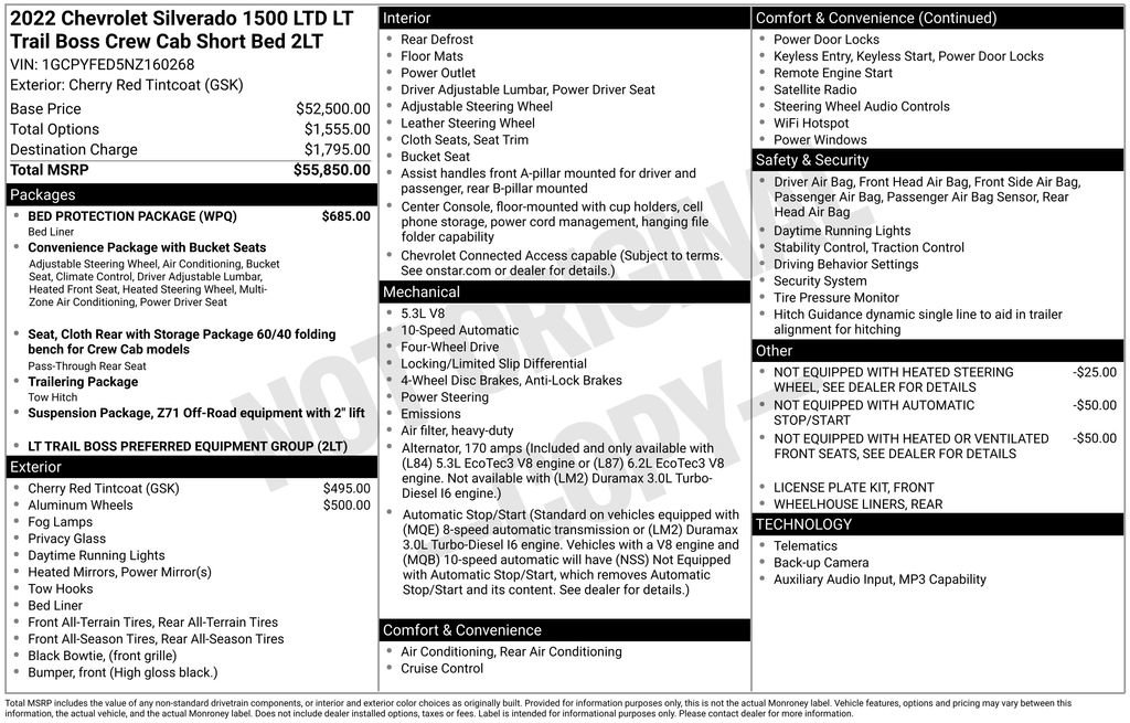 Used 2022 Chevrolet Silverado 1500 LT Trail Boss w/ Bed Protection Package AWD/4WD image 56