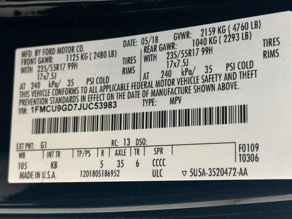 Used 2018 Ford Escape SE w/ SE Sync 3 Package AWD/4WD image 34