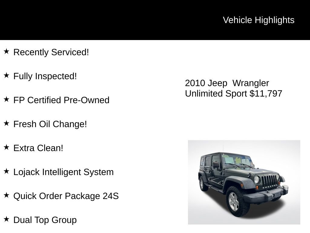 Used 2010 Jeep Wrangler Unlimited Sport image 2