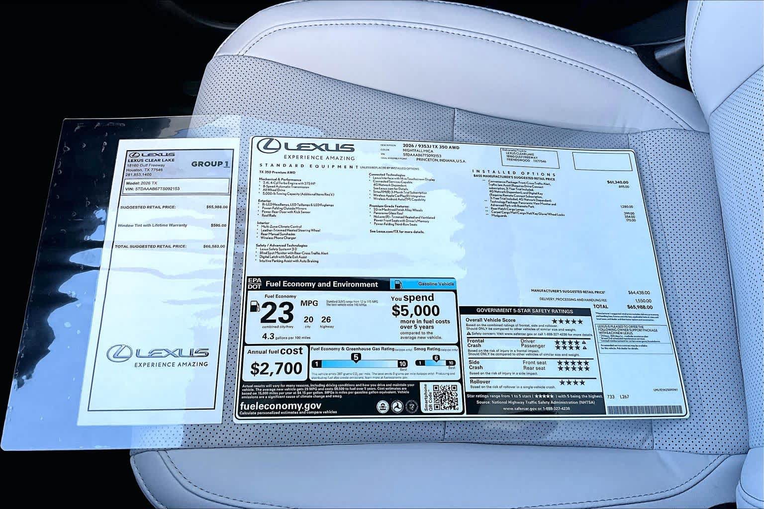 New 2026 Lexus TX 350 AWD w/ Technology Package image 21