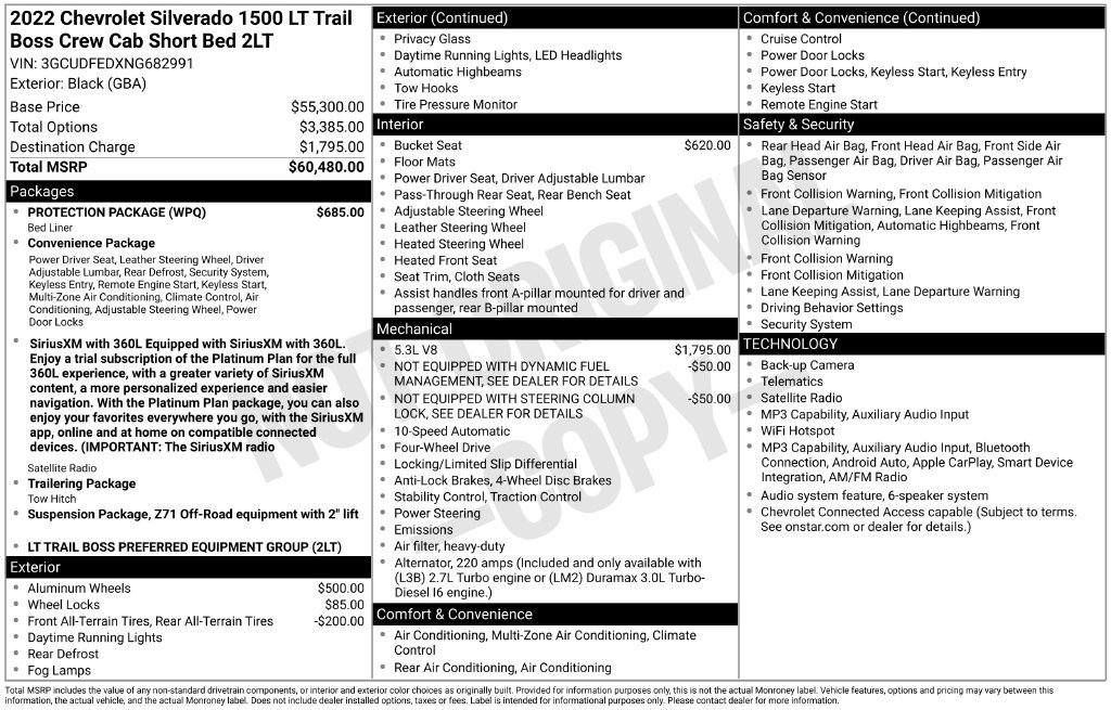 Used 2022 Chevrolet Silverado 1500 LT Trail Boss w/ Protection Package AWD/4WD image 11