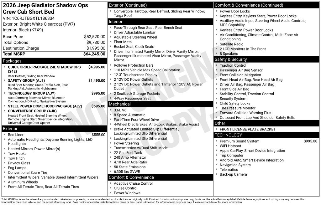 New 2026 Jeep Gladiator Rubicon AWD/4WD image 6