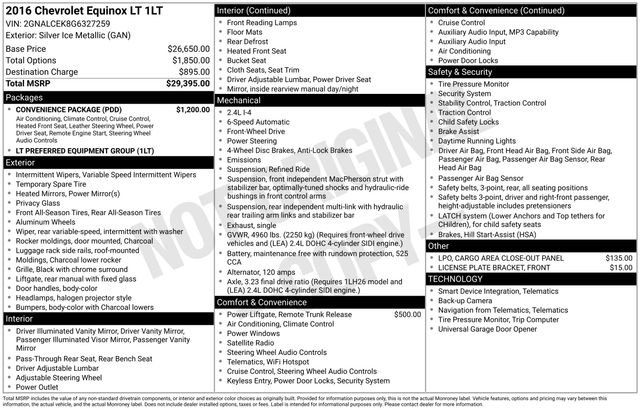 Used 2016 Chevrolet Equinox LT w/ Convenience Package FWD image 1
