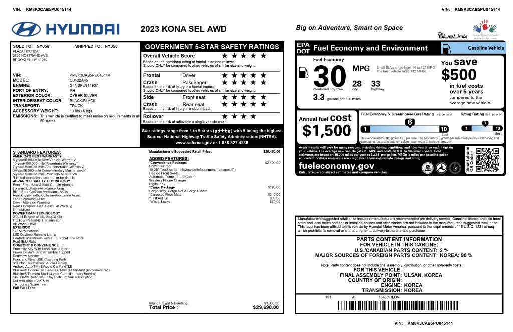 Used 2023 Hyundai Kona SEL w/ Convenience Package AWD/4WD image 7