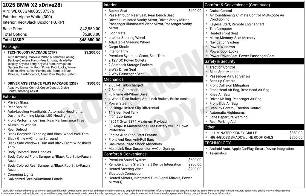 Used 2025 BMW X2 xDrive28i w/ Technology Package image 40