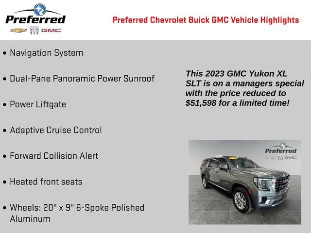 Certified 2023 GMC Yukon XL SLT w/ SLT Luxury Package AWD/4WD image 2