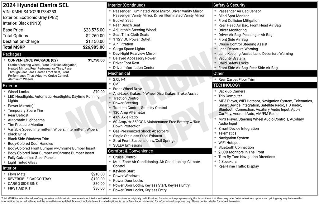 Used 2024 Hyundai Elantra SEL w/ Convenience Package FWD image 13