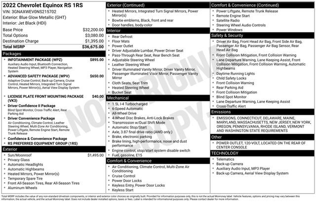 Used 2022 Chevrolet Equinox RS w/ Infotainment Package image 4