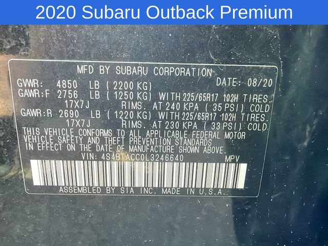 Used 2020 Subaru Outback Premium AWD/4WD image 31