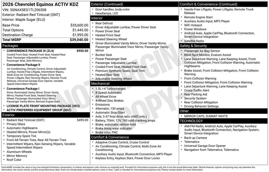 New 2026 Chevrolet Equinox ACTIV w/ Convenience Package III image 8
