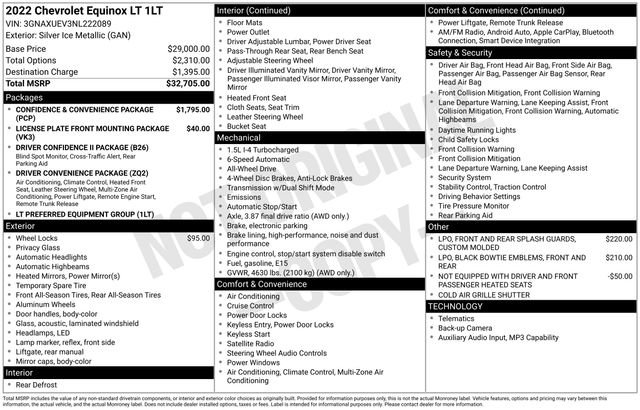 Used 2022 Chevrolet Equinox LT AWD/4WD image 24