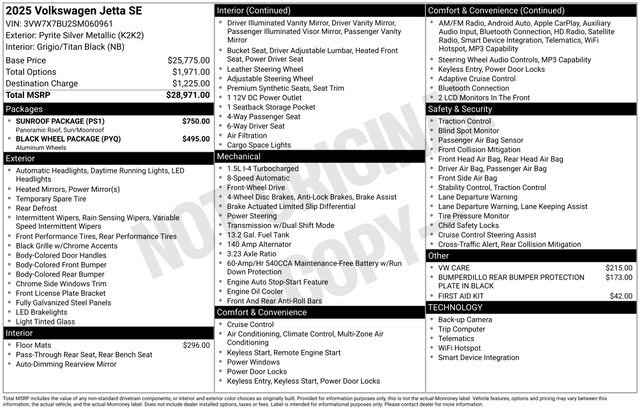 Certified 2025 Volkswagen Jetta SE w/ Sunroof Package image 35