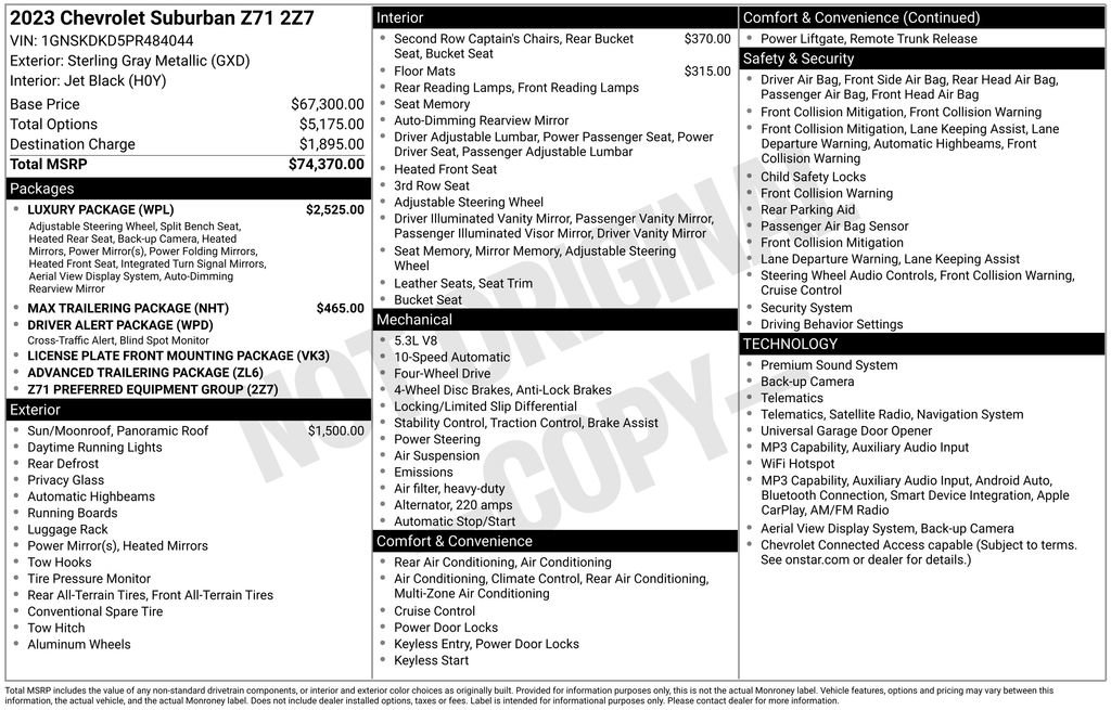 Used 2023 Chevrolet Suburban Z71 w/ Luxury Package AWD/4WD image 24