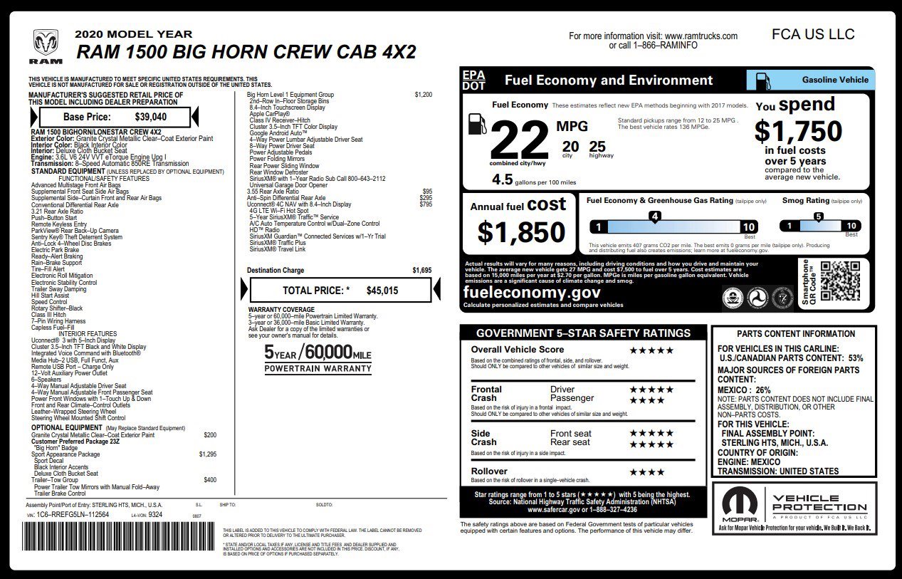 Used 2020 RAM 1500 Big Horn RWD image 4