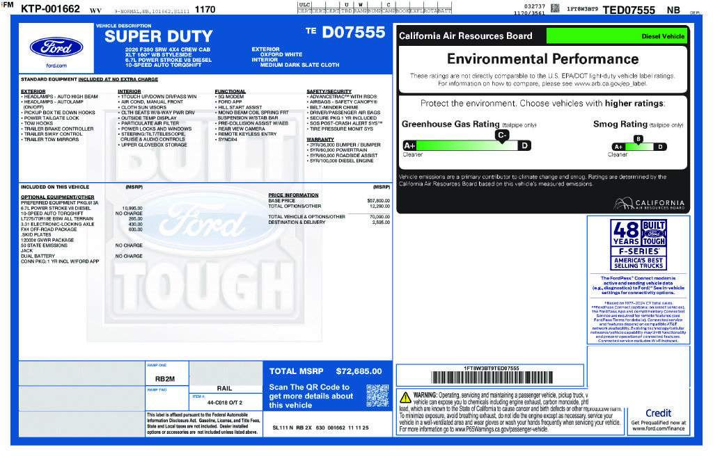 New 2026 Ford F350 XLT w/ FX4 Off-Road Package AWD/4WD image 6