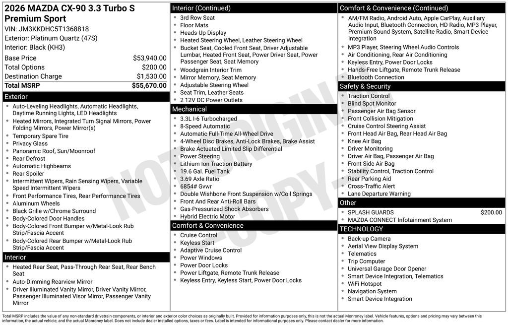 New 2026 MAZDA CX-90 3.3 Turbo S w/ Premium Package image 6