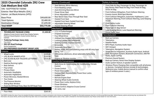 Used 2025 Chevrolet Colorado ZR2 w/ Technology Package AWD/4WD image 2