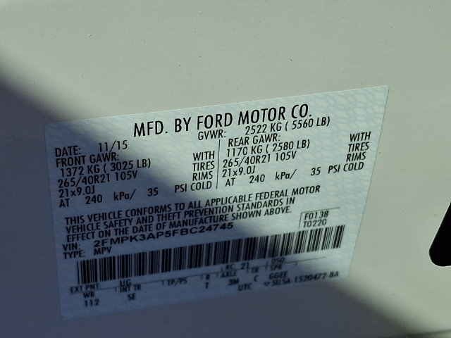 Used 2015 Ford Edge Sport w/ Equipment Group 401A FWD image 27