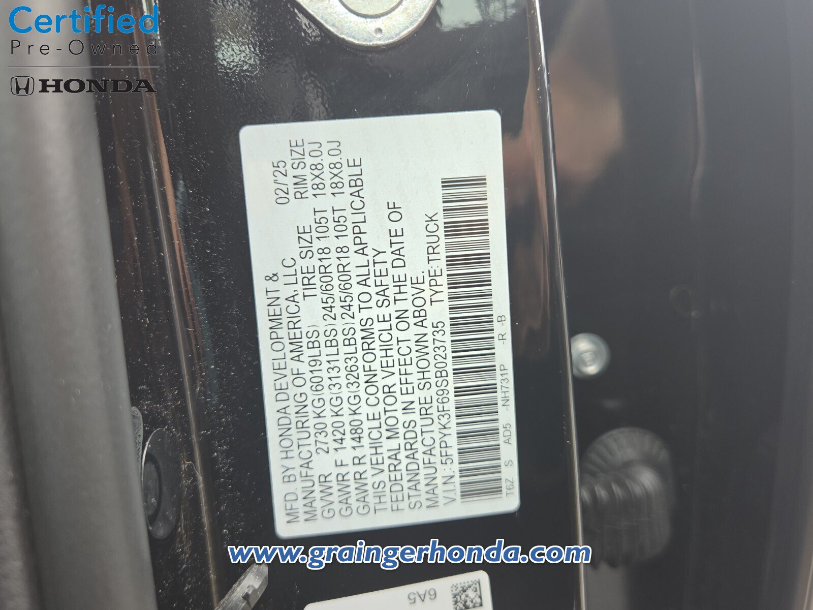 Certified 2025 Honda Ridgeline TrailSport image 14