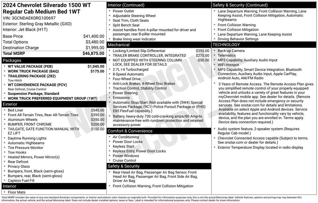 Used 2024 Chevrolet Silverado 1500 W/T w/ WT Value Package AWD/4WD image 21