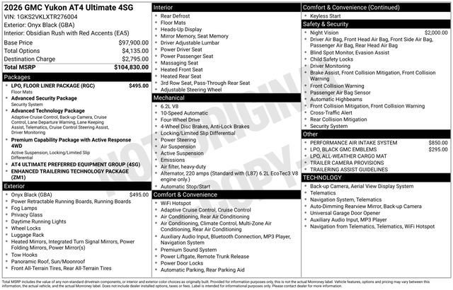 New 2026 GMC Yukon AT4 Ultimate w/ LPO, Floor Liner Package image 12