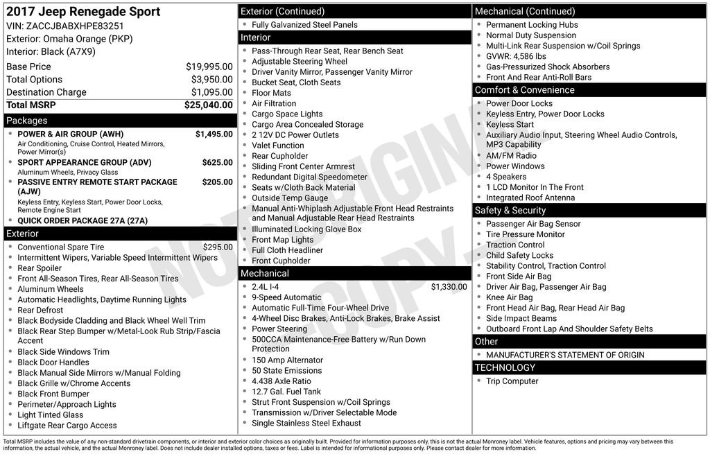 Used 2017 Jeep Renegade Sport w/ Power & Air Group image 4