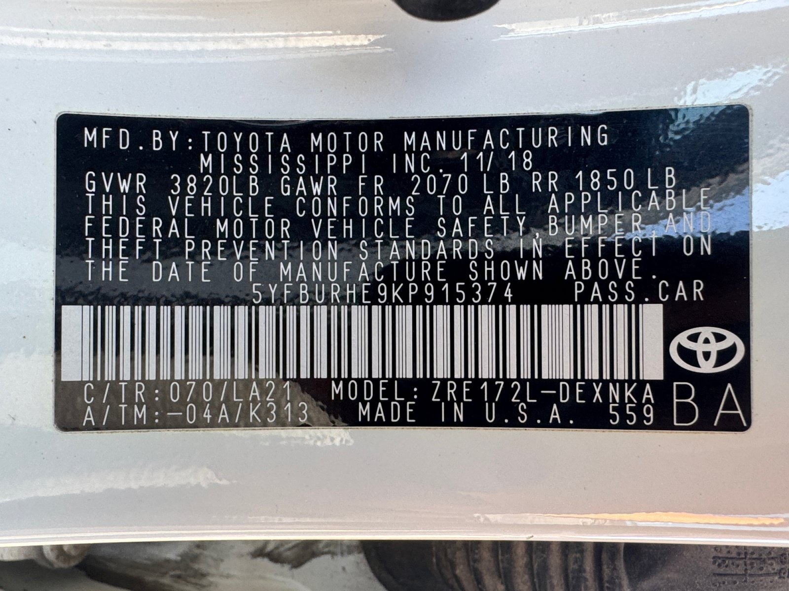 Used 2019 Toyota Corolla XLE w/ Carpet Mat Package (TMS) FWD image 16