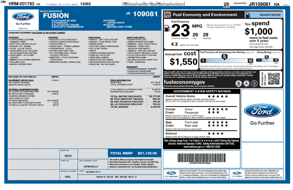 Used 2018 Ford Fusion SE w/ Fusion SE Technology Package AWD/4WD image 6