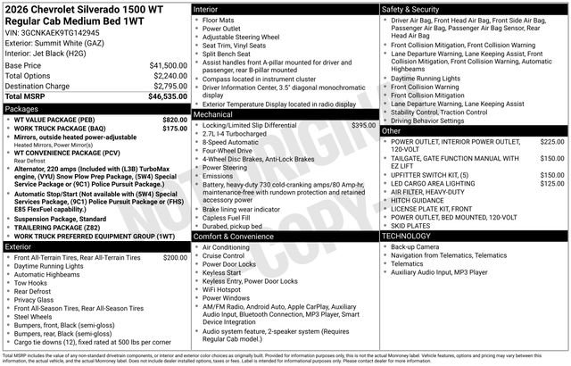 New 2026 Chevrolet Silverado 1500 W/T w/ WT Value Package AWD/4WD image 2