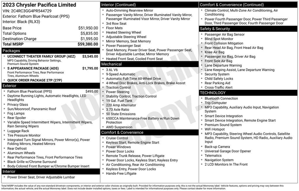 Used 2023 Chrysler Pacifica Limited w/ Uconnect Theater Family Group AWD/4WD image 29