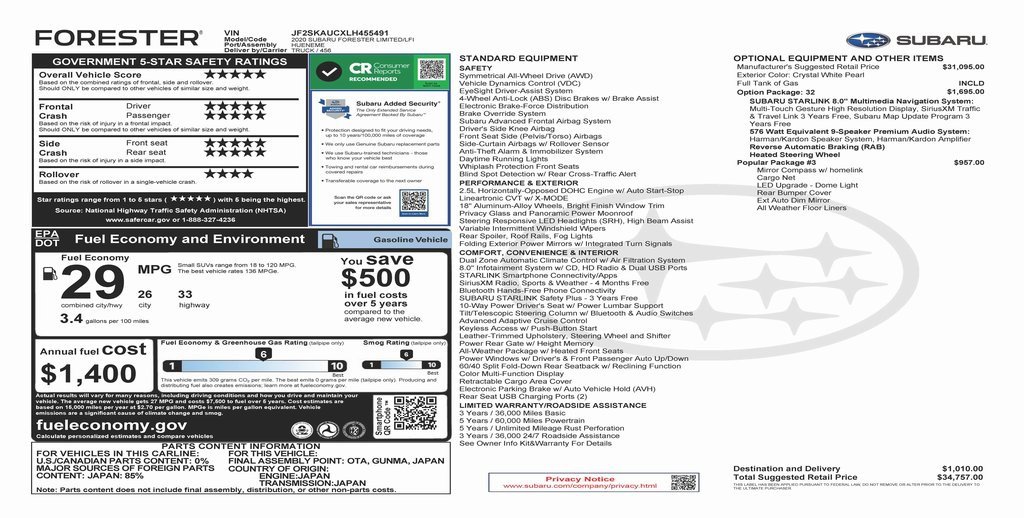 Used 2020 Subaru Forester Limited w/ Popular Package #3 image 4