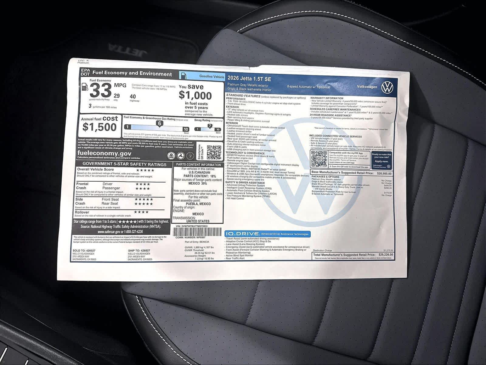 New 2026 Volkswagen Jetta SE FWD image 13