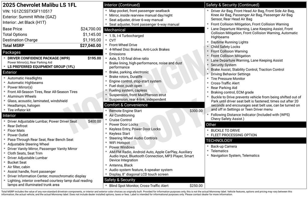 Used 2025 Chevrolet Malibu LS w/ Driver Confidence Package image 35