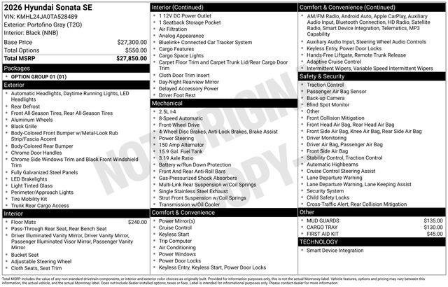 New 2026 Hyundai Sonata SE image 4